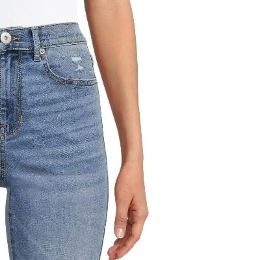 Women's Juniors High-High-Rise Flare Leg Raw Hem Denim Jeans Pants  Size 7